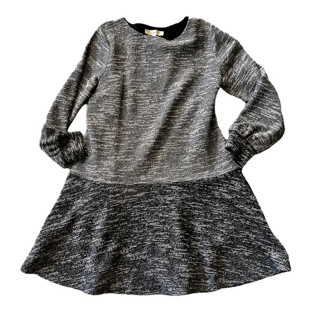 Loft Mixed Melange Flounce Dress size large - Picture 1 of 7